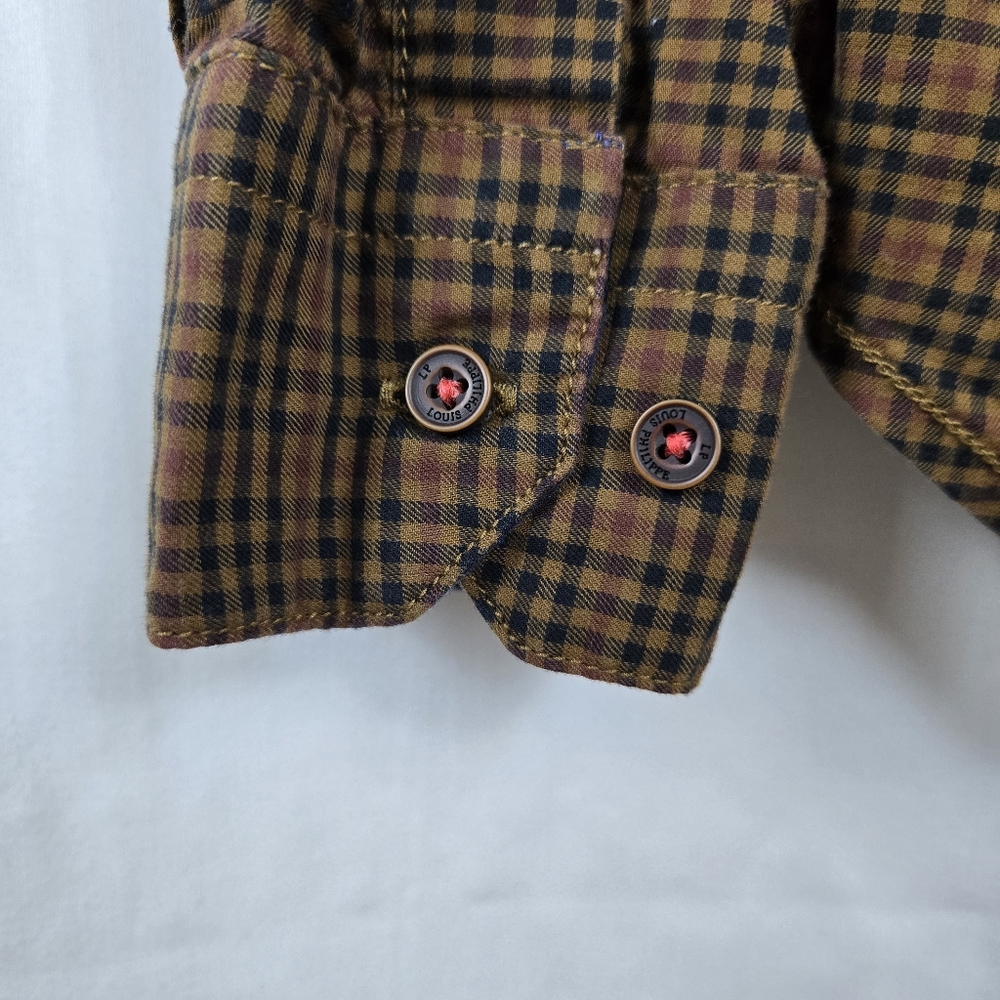Louis Philippe Mens Brown Checkered Long Sleeve Union SQ Slim Fit Career Shirt M - Picture 7 of 10
